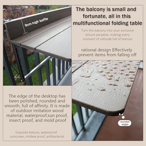 Table de jardin en bois pliable 80x37cm table de balcon résistante aux intempéries