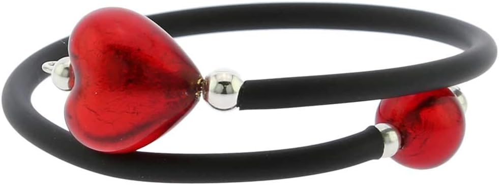Glass Of Venice Murano Glass Venetian Glamour Heart Bracelet - Red