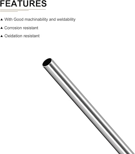 Miniatura 3 de Tubo de acero inoxidable 304 de 0.394 in x 0.016 in x 9.843 in (ODxWall TxL) - Paquete de 2 - Bueno para equipos de maquinaria - Tubería de metal