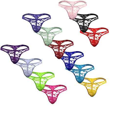 Mens Transparent Lace Thong G-String Underwear,Mesh Thongs Lingerie Breathable Briefs
