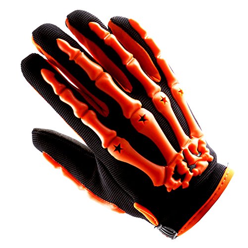 1STORM Guantes de motocross juveniles para motocicleta, BMX, MX, ATV, bicicleta, esqueleto, ciclismo, niños, color naranja Cover