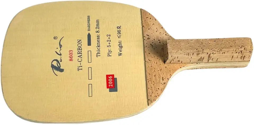Raquete Tênis de Mesa Profissional Caneta Japonesa Penhold Palio Ti-Carbon 8603 – 9 Folhas Madeira, Carbono e Titânio – Alta Velocidade, Potência Ofensiva e Controle para Competição