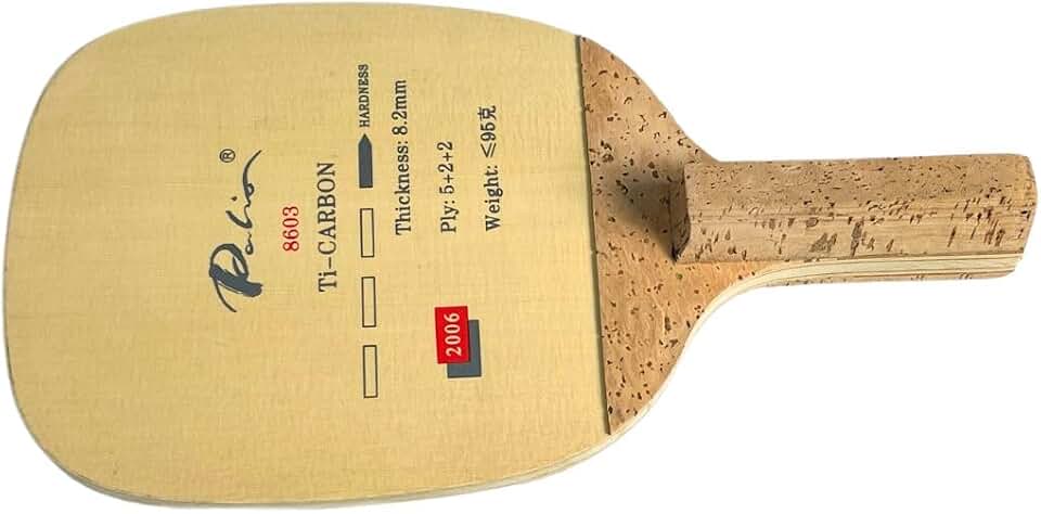 Raquete Tênis de Mesa Profissional Caneta Japonesa Penhold Palio Ti-Carbon 8603 – 9 Folhas Madeira, Carbono e Titânio – Alta Velocidade, Potência Ofensiva e Controle para Competição