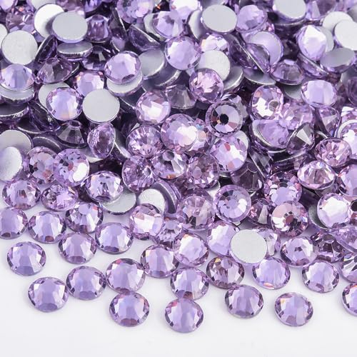 Image of 288pcs Lavender DIY Glass Flatback Rhinestones for Bedazzling,Round Crystal Gems for Nail Art,Stage Makeup,Clothing,Bag Decoration 0.24 inch 6.2mm SS30 Lt.Violet