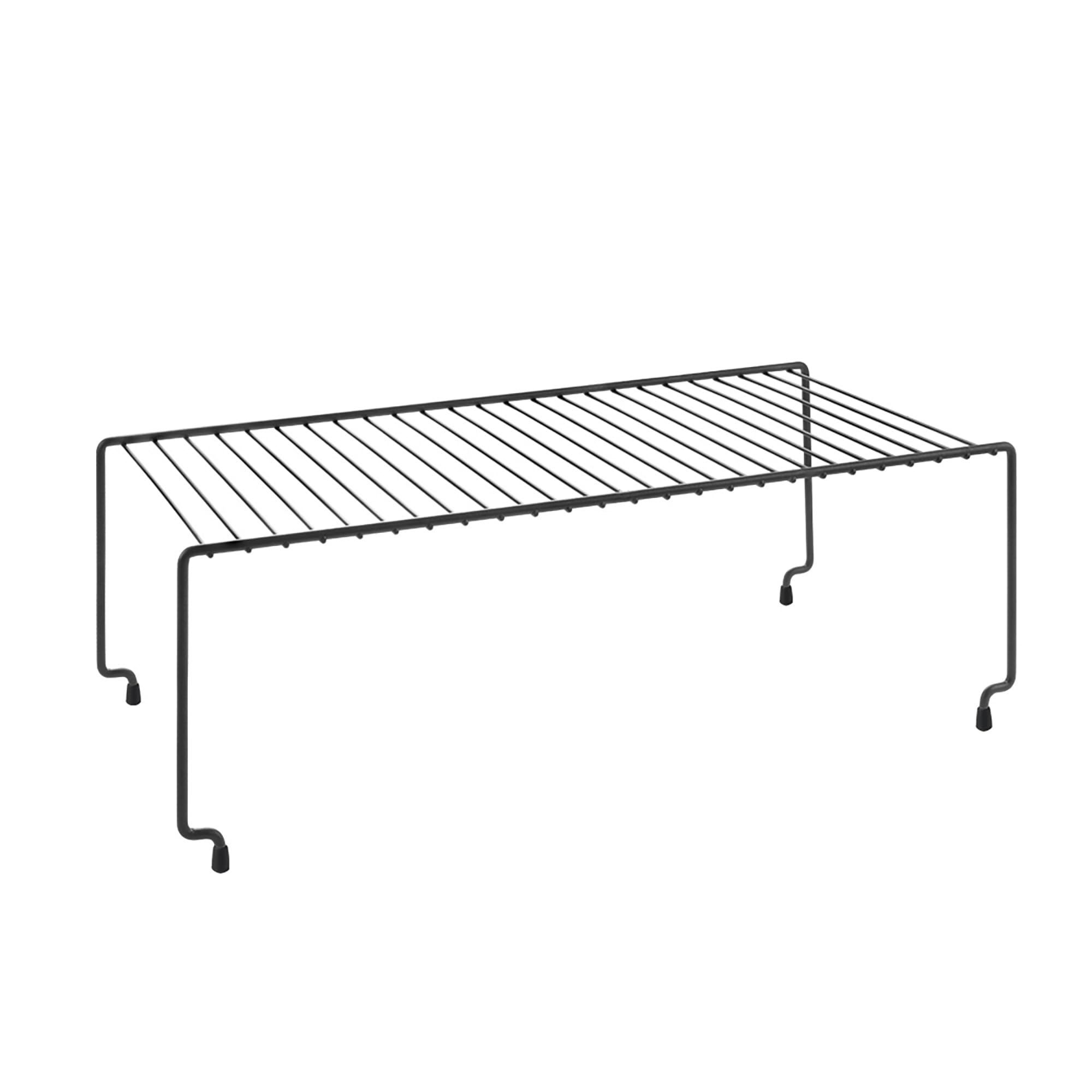 Metaltex Lava Brooklyn Stackable Shelf - Space-Saving Cupboard Shelf - Kitchen Shelf Organiser for Kitchen Cupboards & Counters - Shelf With Touch-Therm Finish - 45 x 23 x 15cm, Black
