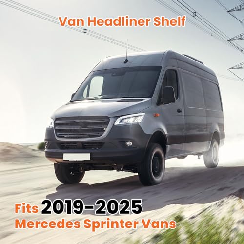 EONECROSS Aluminum Van Headliner Shelf Fit for 2019–2024 Mercedes Sprinter Van, Overhead Storage with LED Strip Lights, Curtain Rod & Carpet Lining by EONECROSS - Image 8