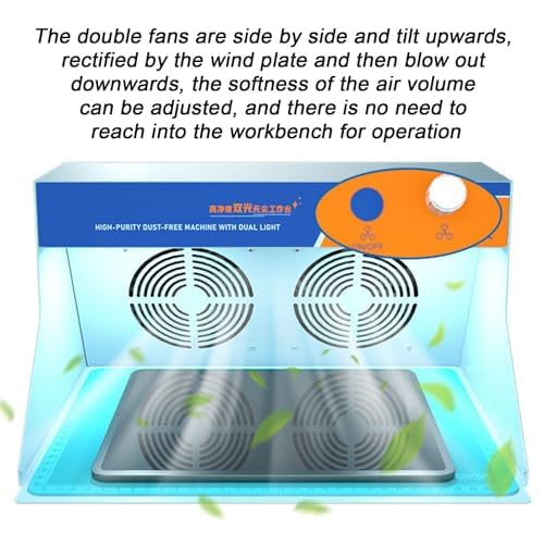 Vertikale Laminar Flow Hood für Handy Reparatur | Dual Fan Clean Bench Workstation | Einstellbare LED-Helligkeit, staubfreie Umgebung