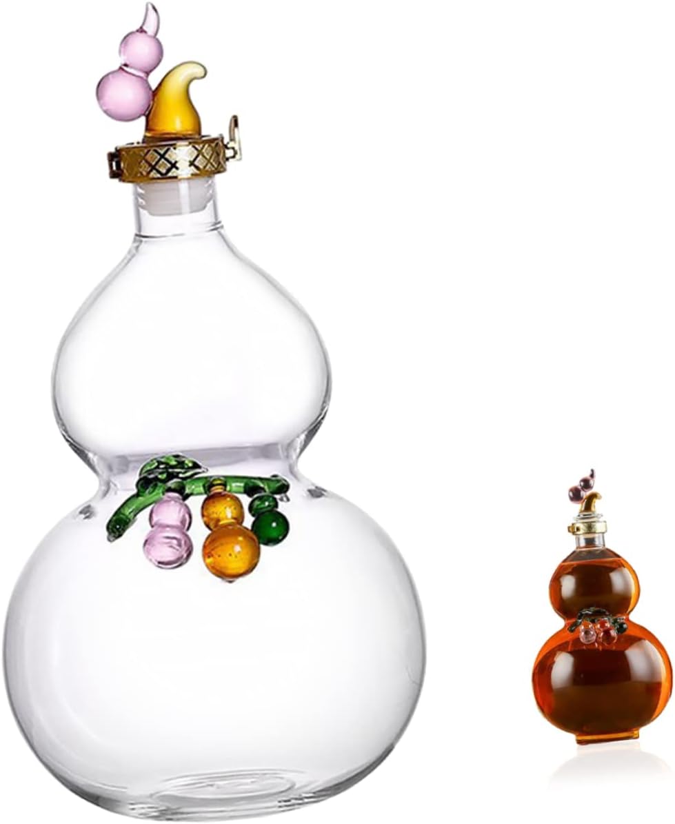 VALICLUD Gourd Shaped Glass Wine Bottle Elegant Decorative Liquor Holder for Home Unique Creative Drinking Container Housewarming present for Wine Storage