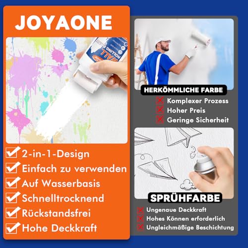 Weiße Wandfarbe mit Rolle, Schnelltrocknende und wasserbasierte weiße Wandfarbe, Wandreparatur-Farbroller, Trockenbau-Farbbürste, leicht aufzutragen, Graffiti, Flecken, Vergilbung auf weißer
