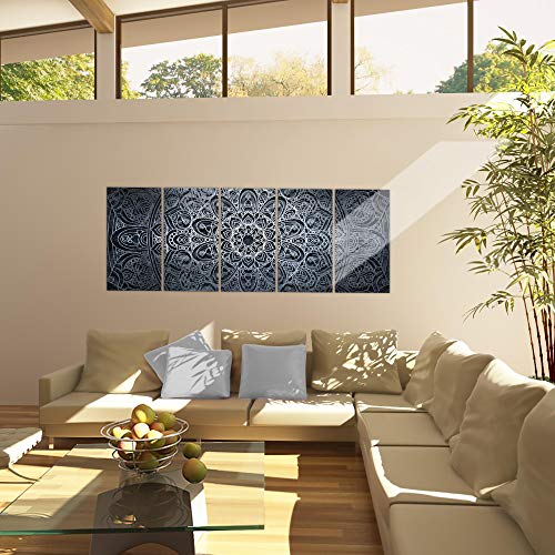 Runa Art Wandbild XXL Mandala Abstrakt 200 x 80 cm Schwarz Weiss Grau 5 Teilig - Made in Germany - 109455c – Bild 7