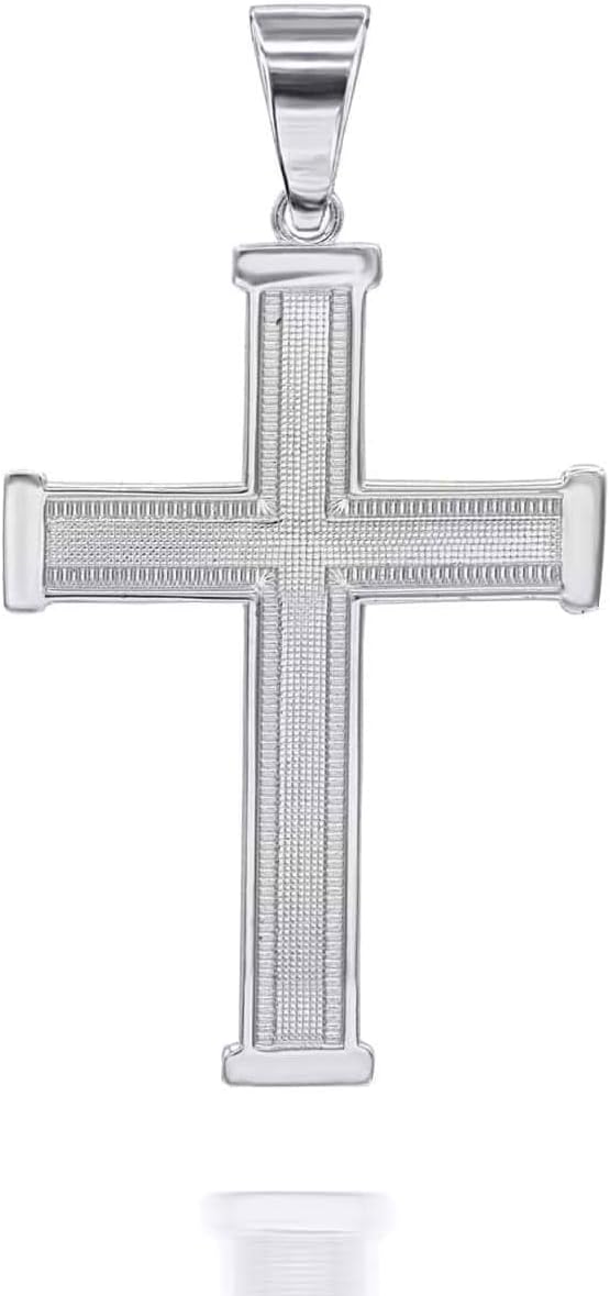 Claddagh Gold Solid Sterling Silver Religious Cross Pendant Necklace - Image 2