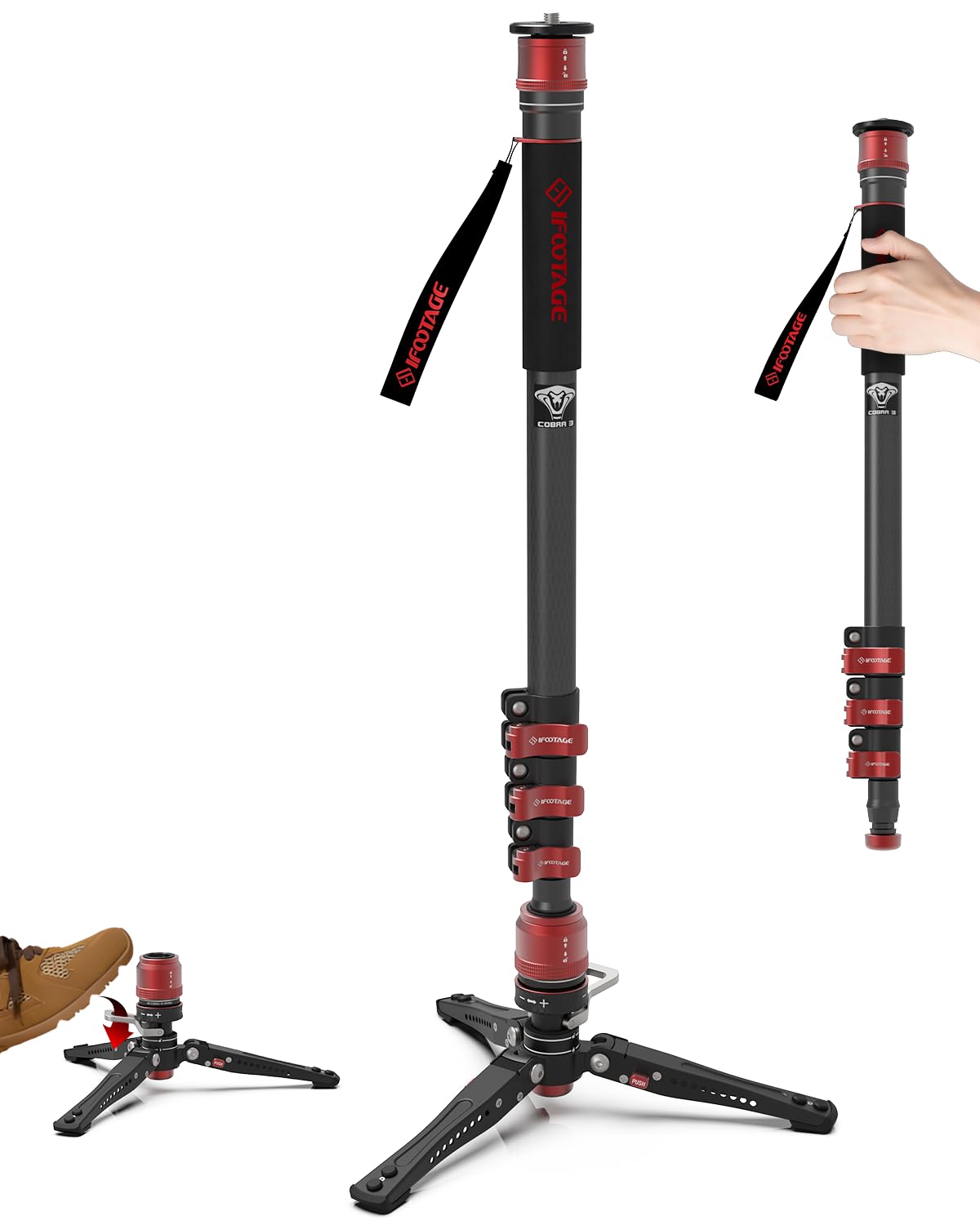 Amazon.com : IFOOTAGE 71”Carbon Fiber Monopod with Feet Cobra 3