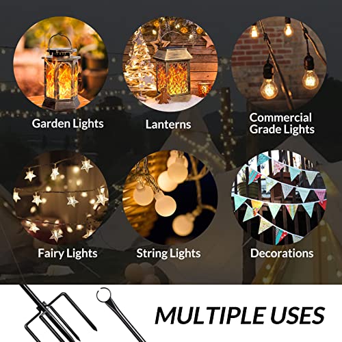 Walensee String Light Poles With Hook Outdoor Metal Lighting Pole For Hanging String Lights For Garden Party 9.4Ft Lights Hanger With 5-Prong Fork Steel Stand Holder For Patio Christmas Wedding 4 Pack #TOP6