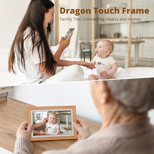 Image of Dragon Touch Digital Picture Frame WiFi 10 inch IPS Touch Screen Digital Photo Frame Display, 32GB Storage, Auto-Rotate, Share Photos via App, Email, Cloud, Classic 10 Brown