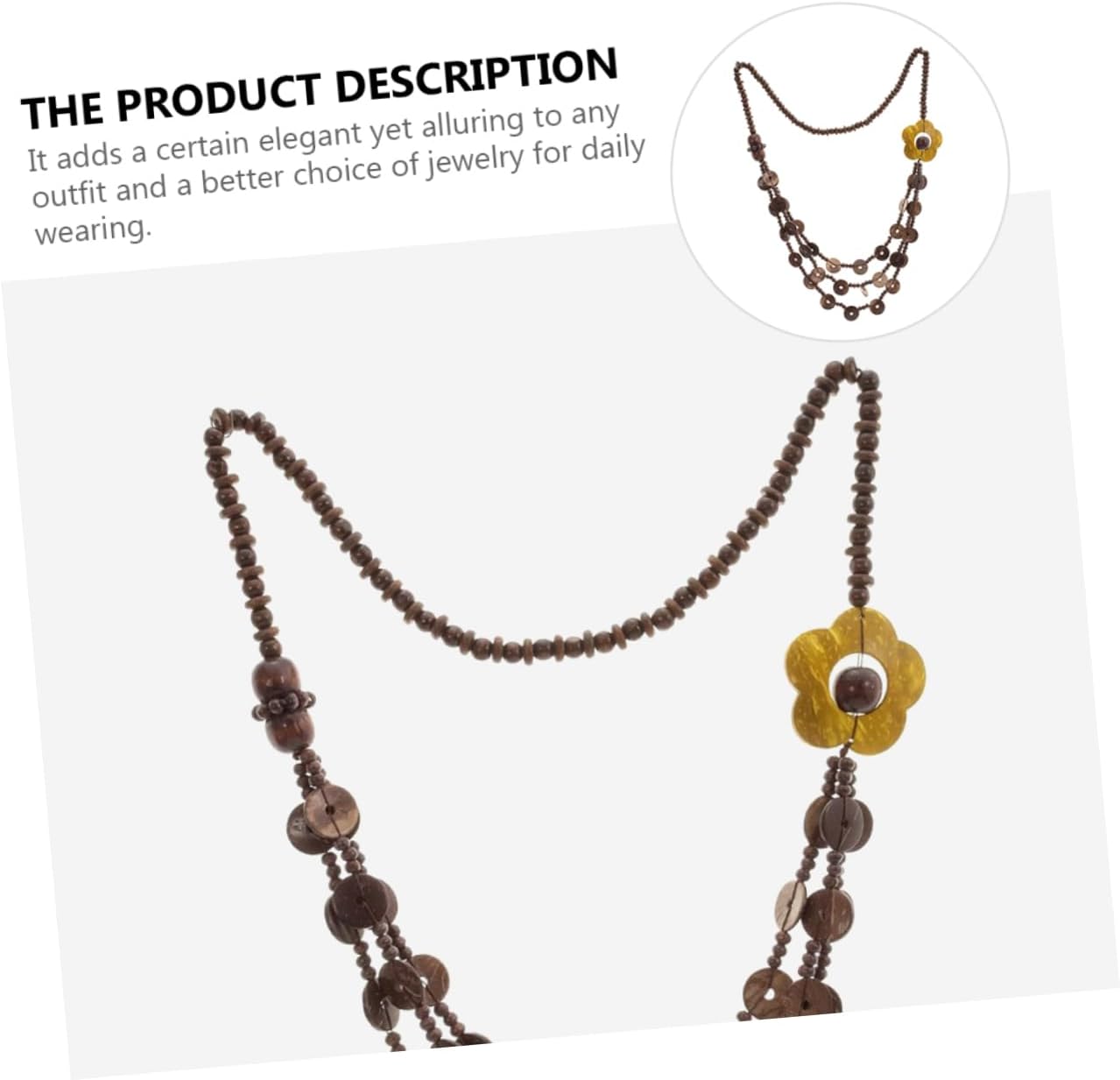 LIFKOME Cute Necklaces for Teen Girls Beads Neck Chain Wooden Coconut Shell Jewelry