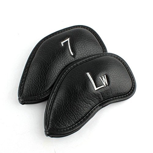 Craftsman Golf 12Pcs Thick Synthetic Leather Golf Left Handed Iron Head Covers Set Headcover Fit All Brands Callaway, Ping, Taylormade, Cobra, Etc. For Left Handed #TOP2