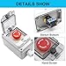 TWTADE Red Mushroom Emergency Stop Push Button Switch 22mm 1 NO 1 NC Pushbutton Switch + Outdoor IP67 Waterproof e-Stop Push Button Switch with Protective Cover