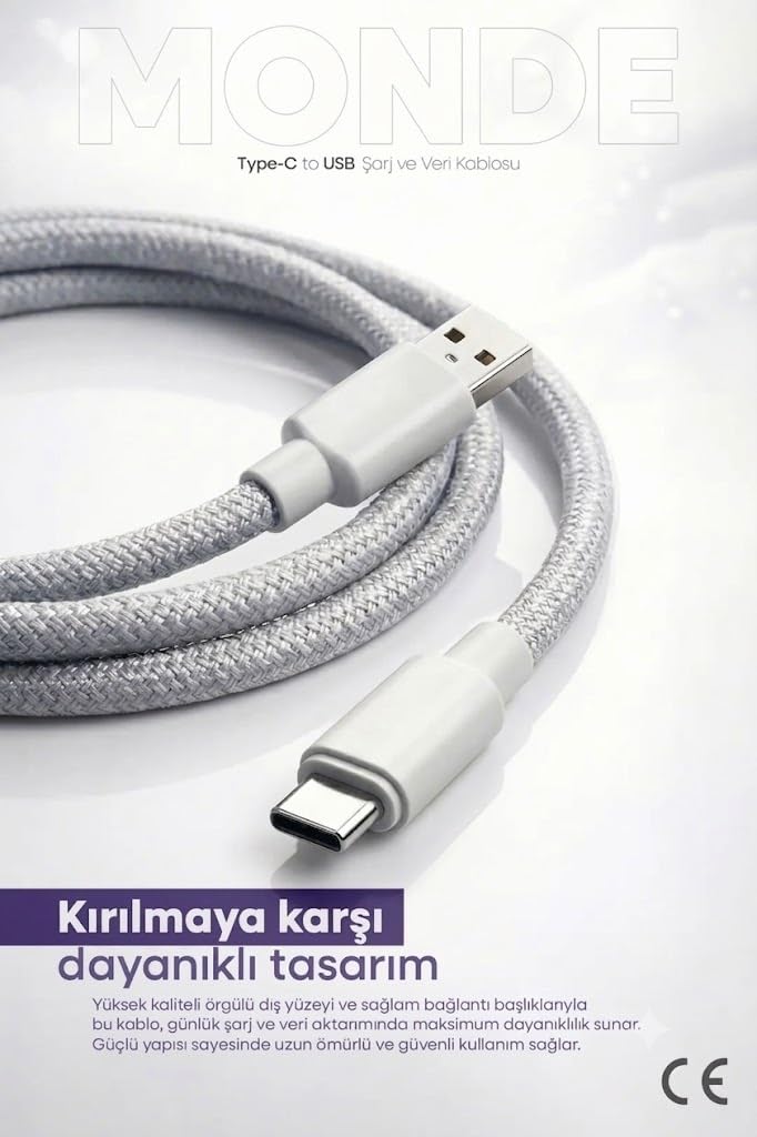 PDAteknoloji 12W Monde USB-A to Lighting ile Uyumlu Şarj ve Data Kablosu 1m(12W Monde, Lighting)