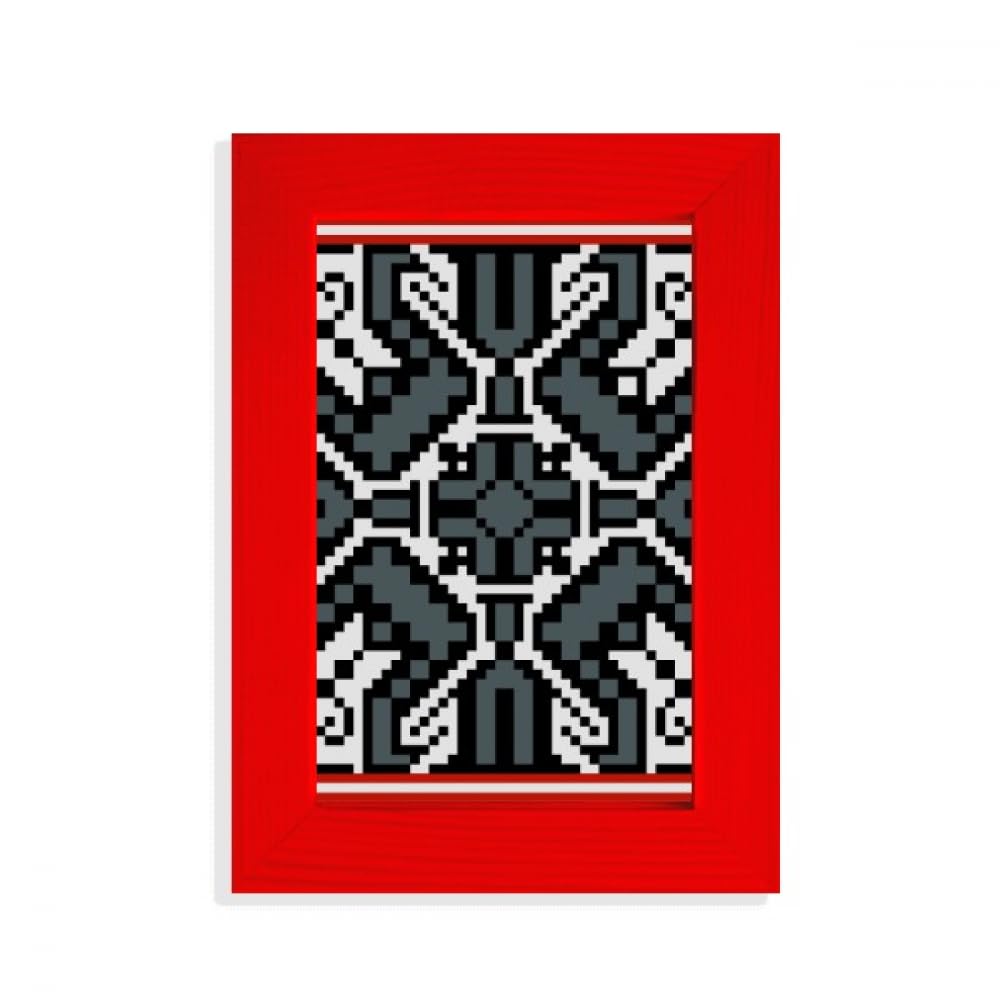 Cadre photo rouge folklore russe avec gravure style campagnard