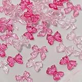 Pink Bow Nail Art Charms 3D Valentinese Day Bow Nail Art Charms Resin Ribbon Bow Nail Accessories Cute Nail Art Supplies Bowknot Nail Accessories Bow Nail Rhinestones for Women DIY Nail Decoration