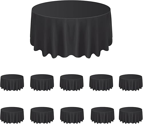 LALAPORT Paquete de 10 manteles redondos de poliéster de 120 pulgadas para bodas, fiestas, eventos, banquetes, bufés (negro)