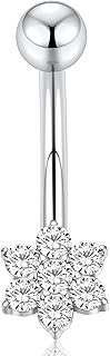 FUNLMO Belly Button Ring G23 Titanium Cubic Zirconia Belly Button Piercing Belly Ring Navel Piercing Jewelry 14G Navel Barbell