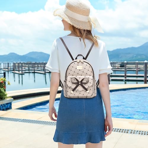 Image of I IHAYNER Girls Bowknot Cute Leather Backpack Mini Backpack Purse for Women
