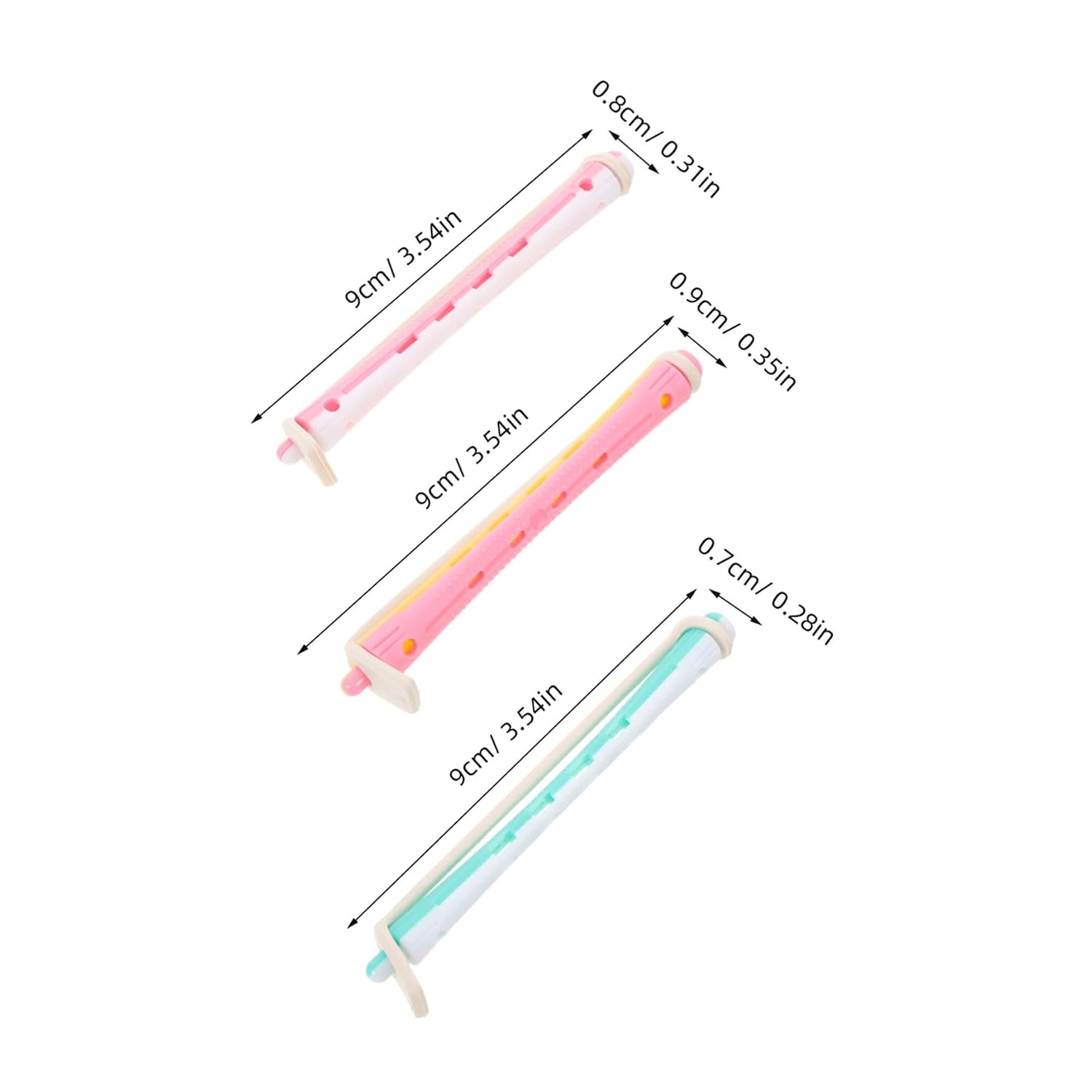 18pcs Plastic Cold Wave Hair Perm Rods Set 0.35 Inch Non-slip Curling Rods for Heatless Styling for Women’s Long and Short Hair at Home or Salon Use