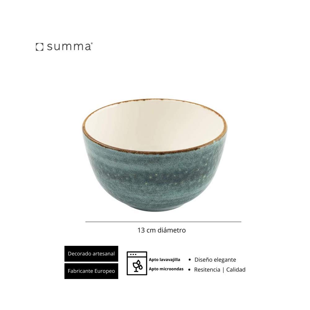 summa - Bowl/Cuenco diámetro 13cm Turquesa (Mediano). Set 6 unidades. Vajilla moderna de color | Colección Moon. Uso en casa, restaurante y fiestas