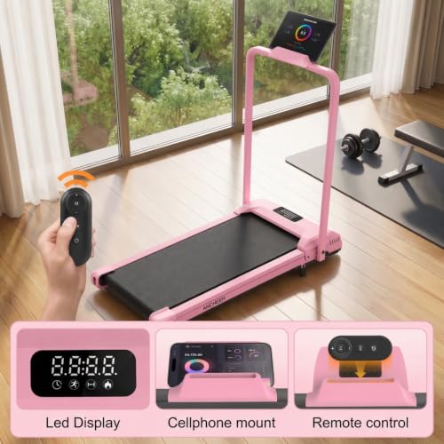 Image of ANCHEER Walking Pad Treadmill with 12% Incline, 3.0HP Foldable Treadmill with Handle Bar, 16 inch Wide Belt, 320 LBS Capacity, Portable Quiet Compact Treadmills for Home /Office