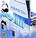 Produktbild HELLCOOL PS5 Slim Ständer mit PS5 Lüfter, PS5 Slim Standfuß für Alle PS5 Slim/PS5 Disc/Digital Edition Konsole, PS5 Controller Ladestation/Headset Halterung/15 Spiele Lagerung/Cooles RGB Licht