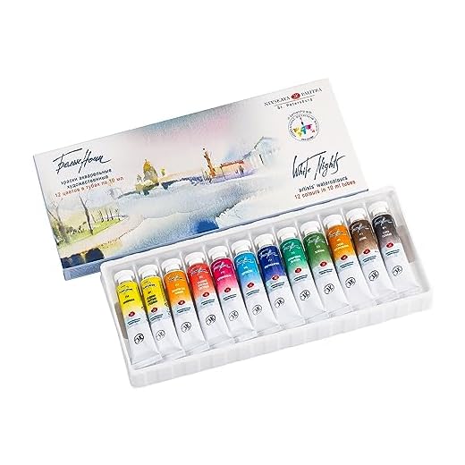 Honsell White Nights-Juego de Pinturas para Acuarela Colores, Tubos, carbón, 10 ml (Paquete de 12), 120