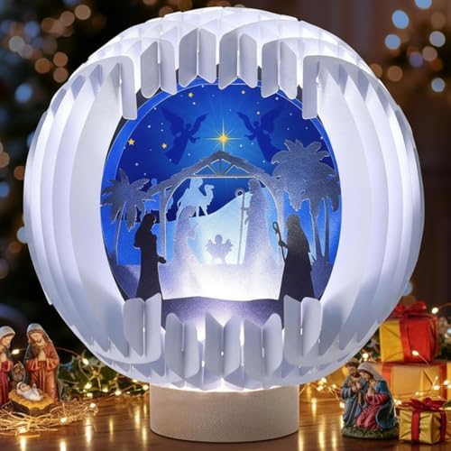 Lighted Nativity Scene Decor Indoor, 6.1 Inch Christmas LED Light...