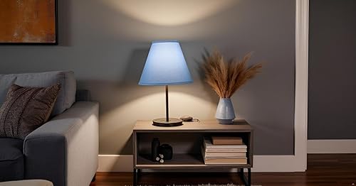 Miniatura 8 de Aspen Creative 58914, Empire Uno - Persiana de lámpara, azul acero, 5 pulgadas superior x 9 pulgadas inferior x 7 pulgadas de altura inclinada,