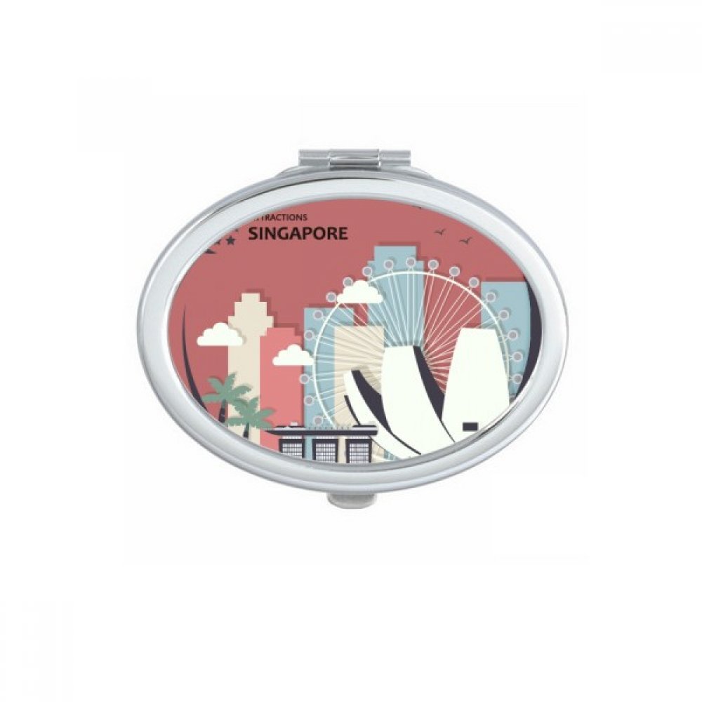 Miroir de poche Singapour mignon petit miroir compact maquillage ovale
