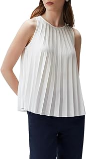 Jimmy Key Ekru Yuvarlak Yaka Kolsuz Piliseli Bluz