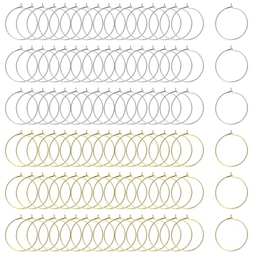 GETRICH 200 Pezzi Oro/Argento Segnabicchieri per Calici 25mm Segna Bicchieri Calici, Segnabicchieri Ciondoli per Bicchieri di Vino Segna Bicchieri per Bicchiere da Champagne Bicchiere da Cocktail