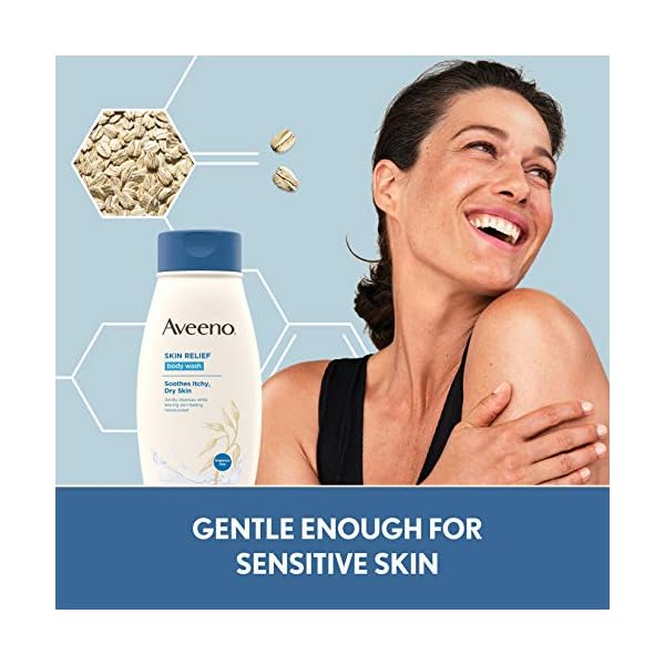 Aveeno Skin Relief Fragrance-Free Body Wash with Oat to Soothe Dry Itchy Skin, Gentle, Soap-Free & Dye-Free for Sensitive Skin, 33 fl. oz