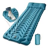 Camping Sleeping Mat, MEETPEAK Inflatable Sleeping Pad Foot Press Lightweight Camping Pad for Backpacking Hiking Traveling, Durable Waterproof Air Mattress Compact Camp Pad Thickness 4 Inch