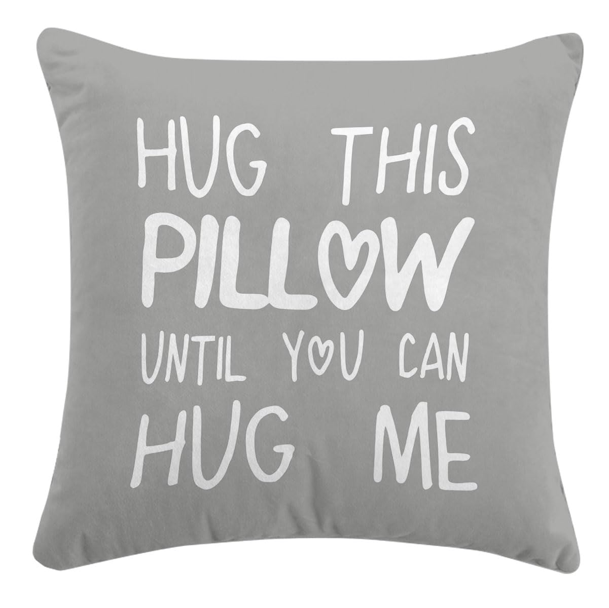 Sufamb Hug This Pillow Until You Can Hug Me Throw Pillow Covers Decor for Home Bedroom, 18'' x 18'' Pillow case, Boyfriend Girlfriend Birthday Gifts，