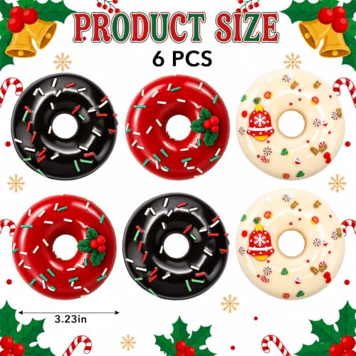 Relaxgiant 6 Pcs Christmas Fake Donuts Realistic Artificial Doughnut Model 3.35 Inches Assorted Realistic Fake Food for Display Faux Dessert Party Bread Decorations Photography Props Food - Image 2