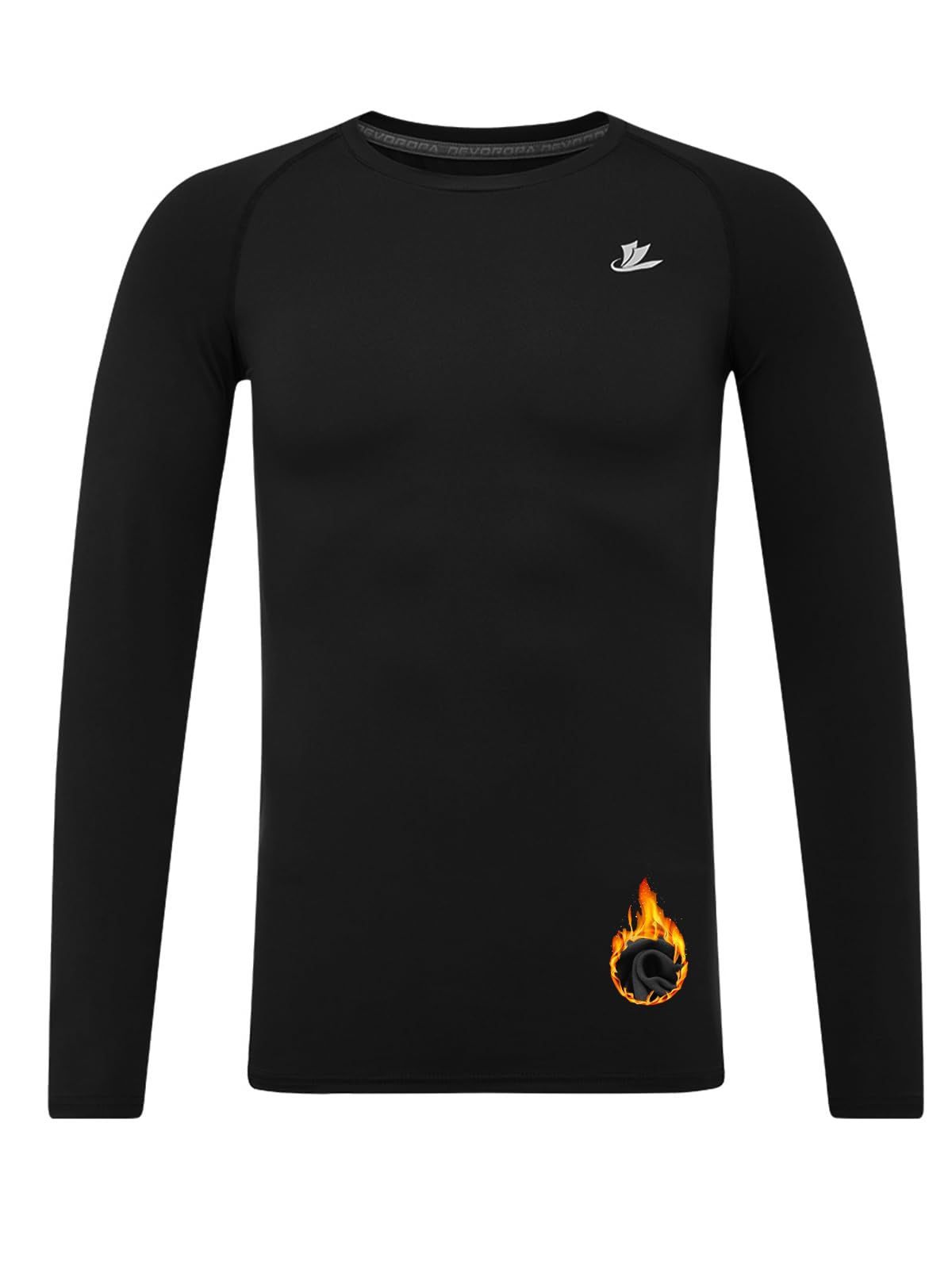 DEVOROPA Youth Boys Compression Thermal Shirt Long Sleeve Kids Fleece Baselayer Soccer Baseball Undershirt Slim/Regular/Husky