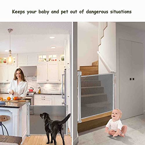 Hlily Portão De Bebê Retrátil, Portão De Segurança De Malha Para Bebês E Animais De Estimação, Portã