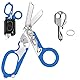 Awaiymi 6 in 1 Multifunktions-Faltschere mit kompatiblen Holster, Emergency Response Schere Outdoor Camping Notfallwerkzeuge mit Gurtschneider und Glasbrecher (Blau)