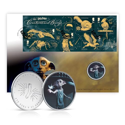 Portada de medalla oficial de Harry Potter, edición limitada, Dobby the House-Elf Royal Mail