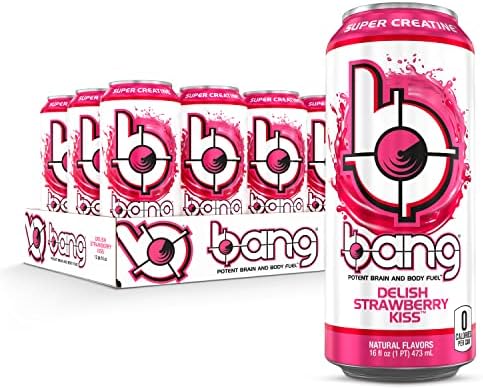 Bang Energy Delish Strawberry Kiss 16oz 12Pk, 12Count