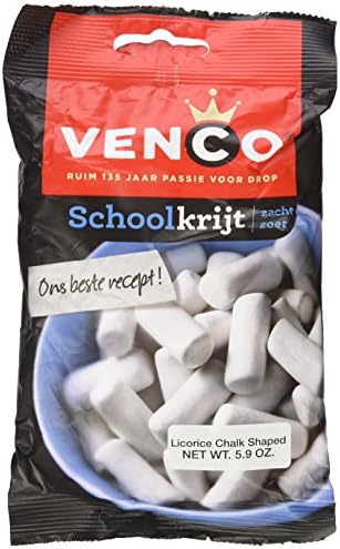 Venco Schoolkrijt Zacht Zoet Dutch Chalk Licorice Sweet Soft 5 Ounces 142 Grams [Pack of 2]