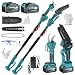 4-in-1 Akku Hochentaster kompatibel mit Makita Akku, Bürstenloser 6 Zoll Mini Kettensäge & 40mm Elektrische Gartenschere akku, 2x 4.0Ah, Max. Reichweite bis 4m für Garten Baumschnitt