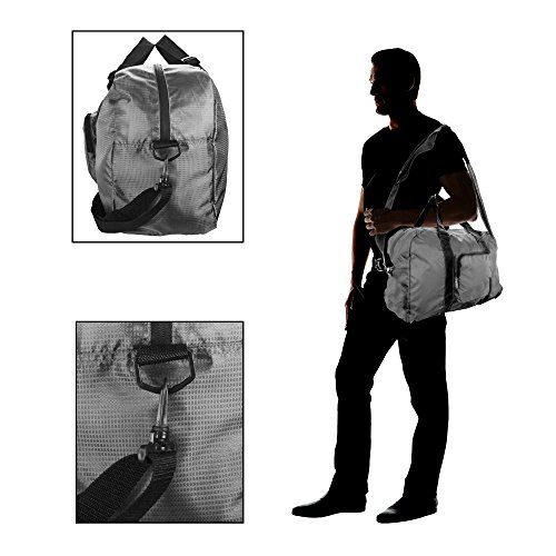 DALIX Foldable Travel Bag Packable Duffle Duffel Bag Carry On Gray - Thumbnail 4