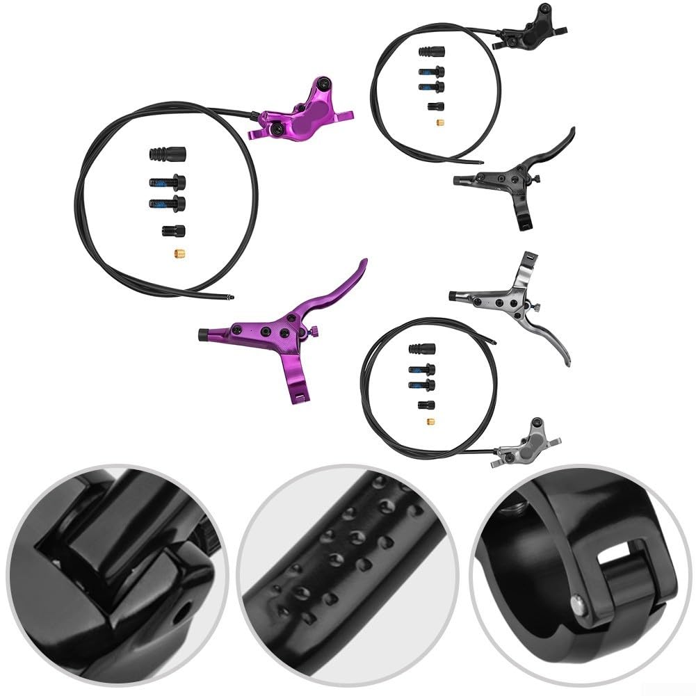 Set freno a disco idraulico a quattro pistoni per mountain bike | Impianto frenante con tubo dell'olio spaccato, lega di alluminio 6061, pilastro standard A/B 75/51Mm